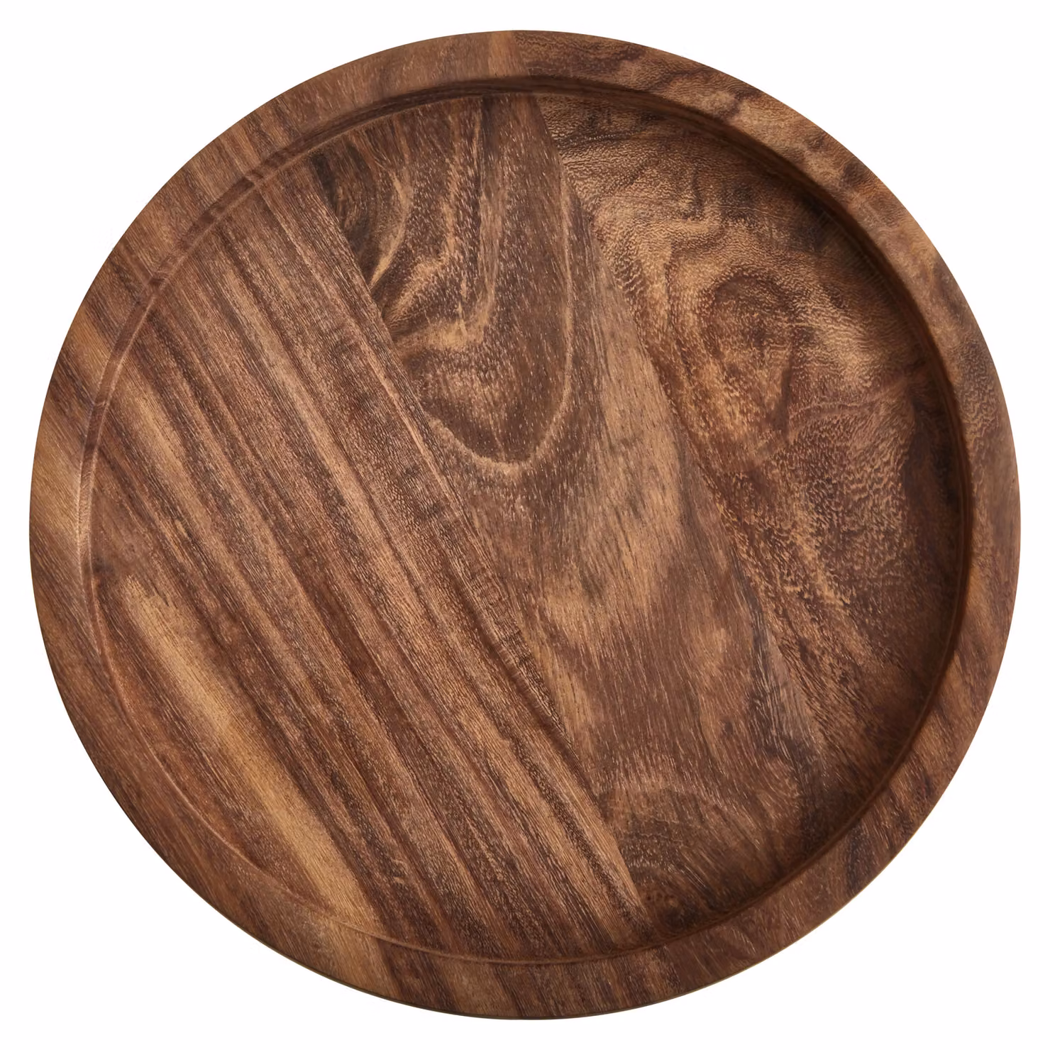 Orsina Kora Small Round Sheesham Wood Tray in Brown and Beige – 4