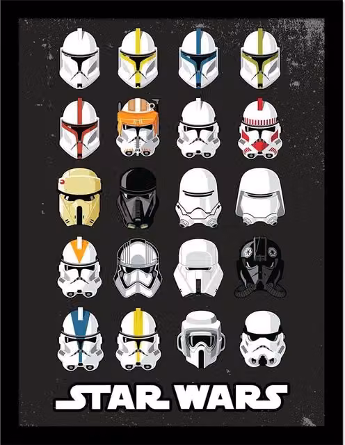 Star Wars Trooper Helmet Framed Paper Poster in Black and Multicolour – 1