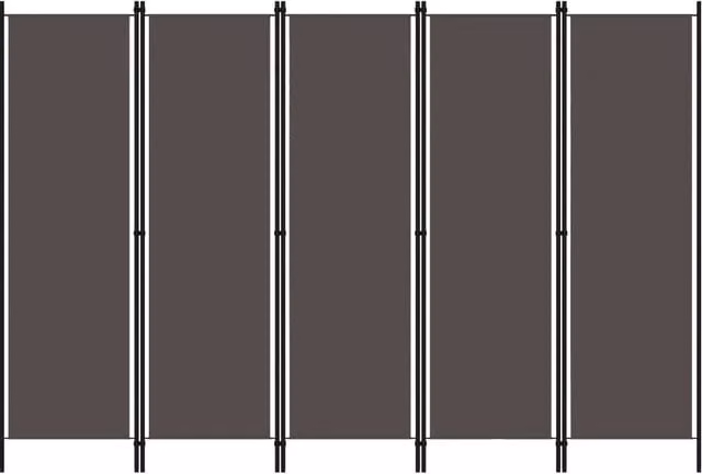 Berkfield Home 5-Panel Room Divider in Anthracite and Black, W: 250 cm, H: 180 cm – 1