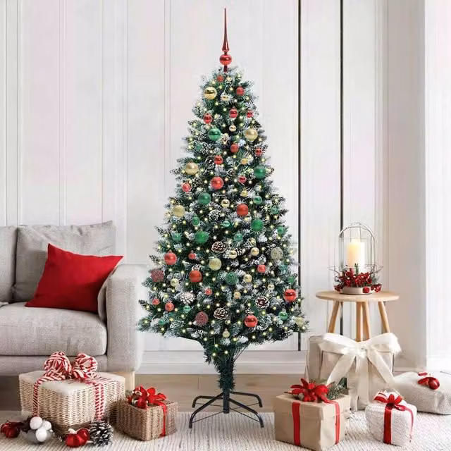 Berkfield Home Artificial Green Christmas Tree with 300 LEDs and Stand, Height: 180 cm