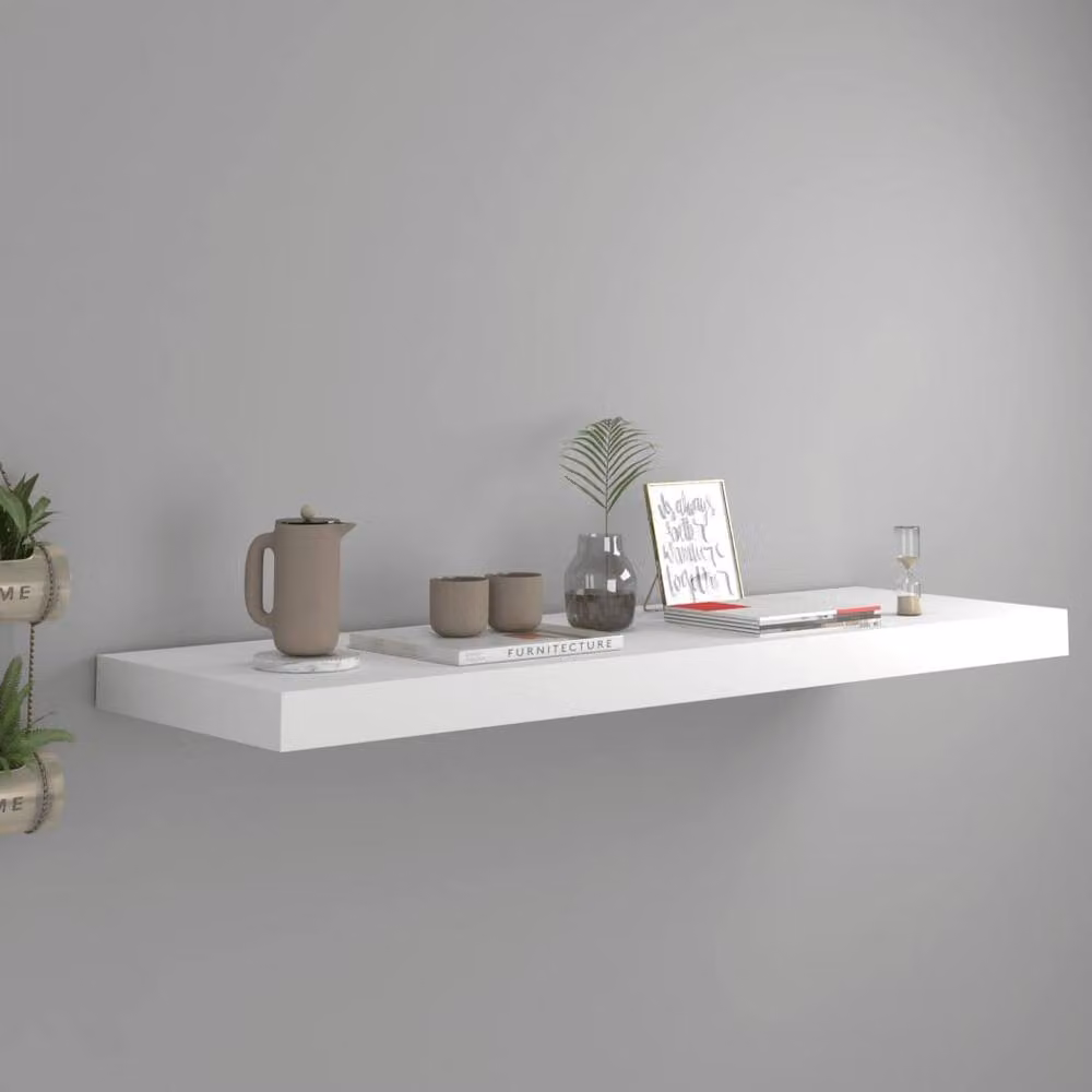 Berkfield Home White Floating Wall Shelf, W: 80 cm, D: 23.5 cm, H: 3.8 cm – 2