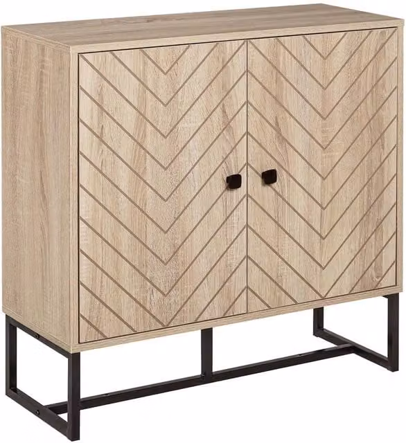 Havendro Embossed Arrow Modern Storage Cabinet in Brown with Adjustable Internal Shelves – 1