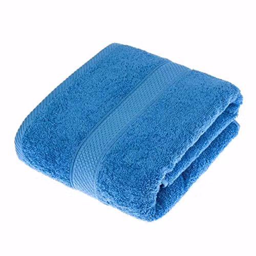 Homescapes Blue Turkish Cotton Bath Towel, 500 GSM, Fluffy and Quick-Drying