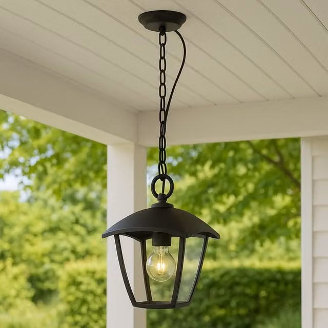 CGC Lighting Violet Outdoor Chain Hanging Lantern Light in Black