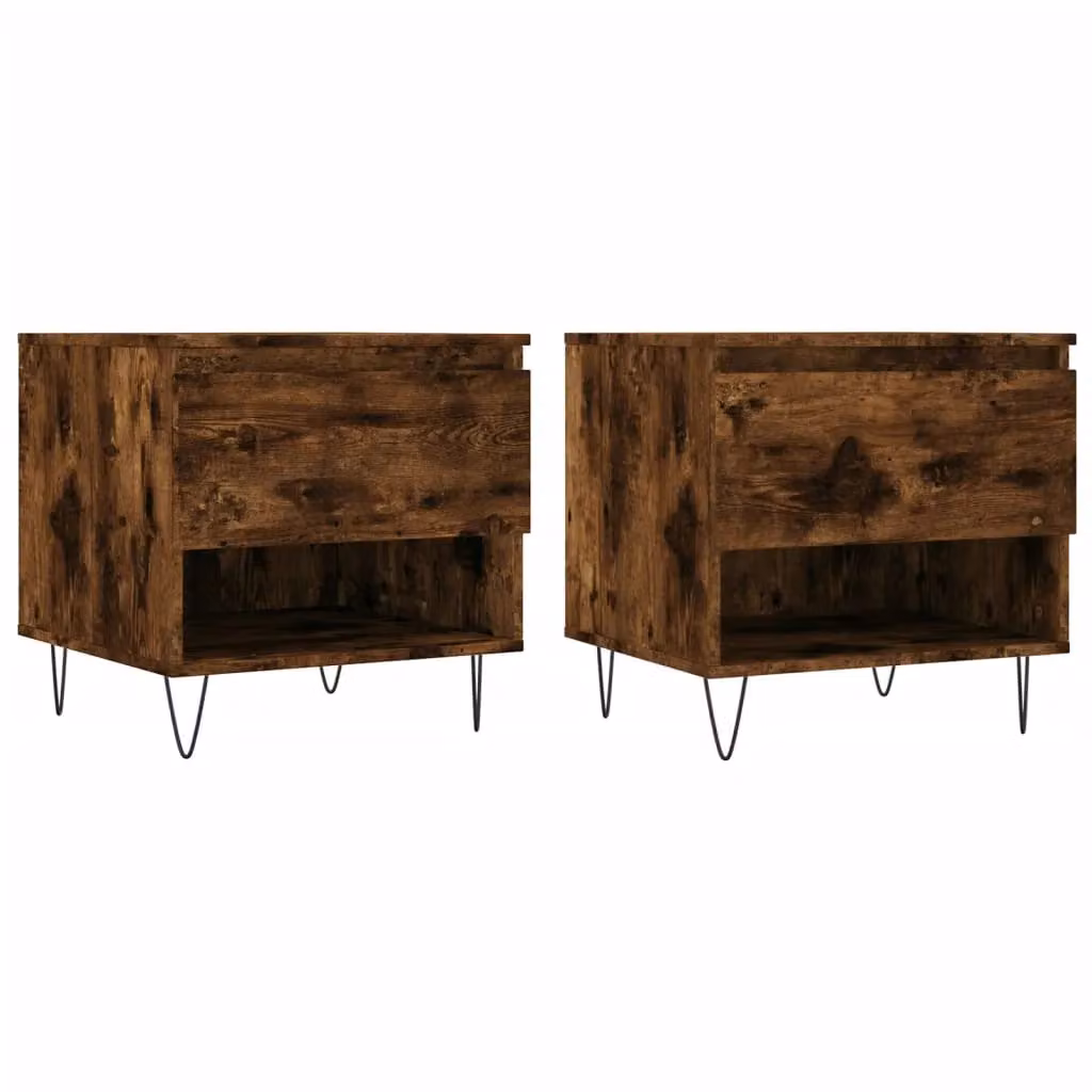 Berkfield Home Set of 2 Modern Nested Coffee Tables in Smoked Oak Brown, W/D/H: 50 x 46 x 50 cm – 2