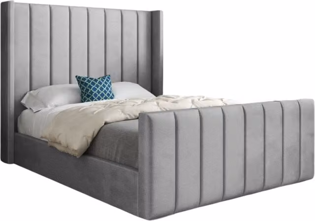 Casani Grey Velvet Upholstered Designer Bed Frame W/D/H: 137 x 120 x 200 cm