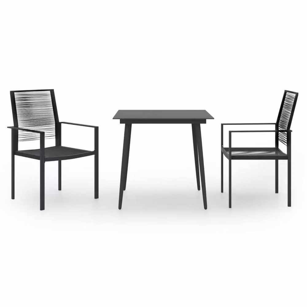 Berkfield Home 3 Piece Modern Garden Dining Set in Black