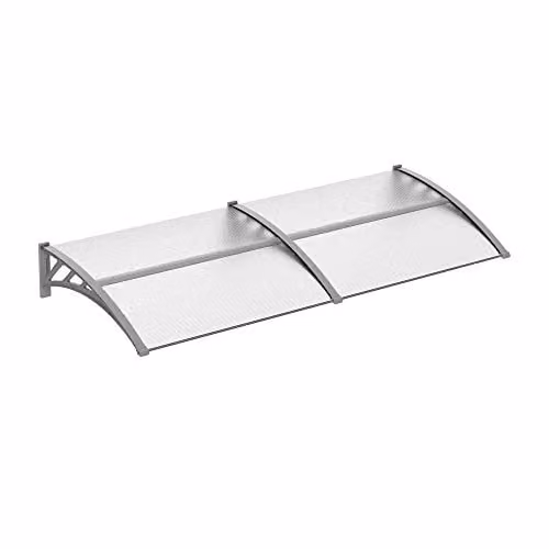 Outsunny Wall-Mounted Door Canopy Awning with Grey and Transparent Polycarbonate Cover, W: 75 cm, D: 23 cm, H: 75 cm – 2