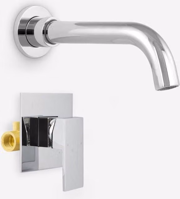 Nes Home Remy Wall Mounted Basin Sink Mixer Tap and Concealed Valve in Chrome Silver