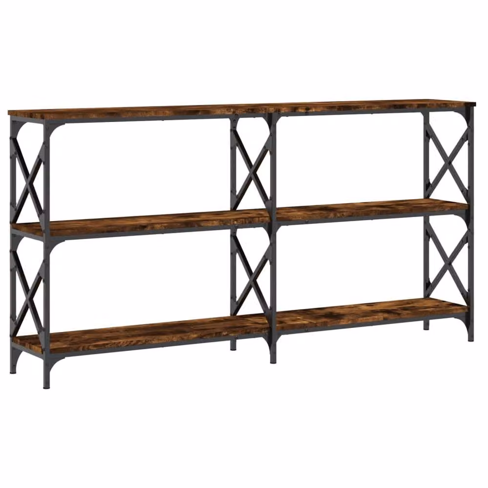 Berkfield Home Decorative Console Table in Smoked Oak Brown, W: 156 cm, D: 28 cm, H: 80.5 cm – 3