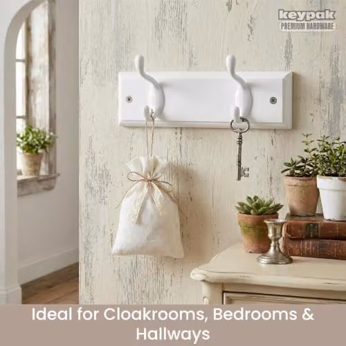 Keypak White Wooden Wall Mounted Coat Rack with 2 Hooks – 2