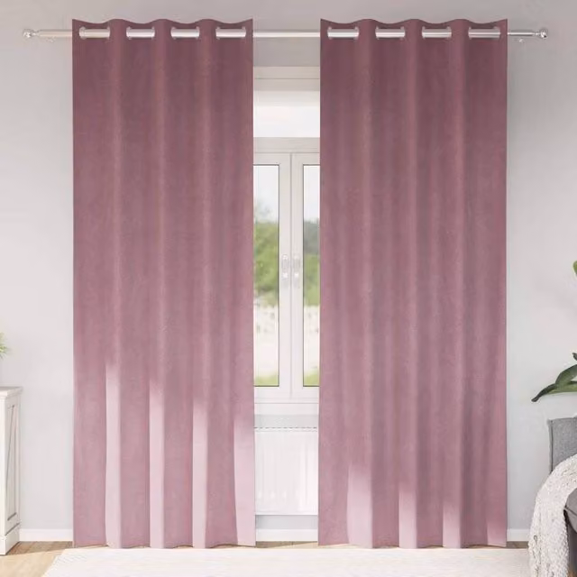 Berkfield Home Dark Pink Velvet Blackout Curtains with Eyelets, 2 Pack – 1