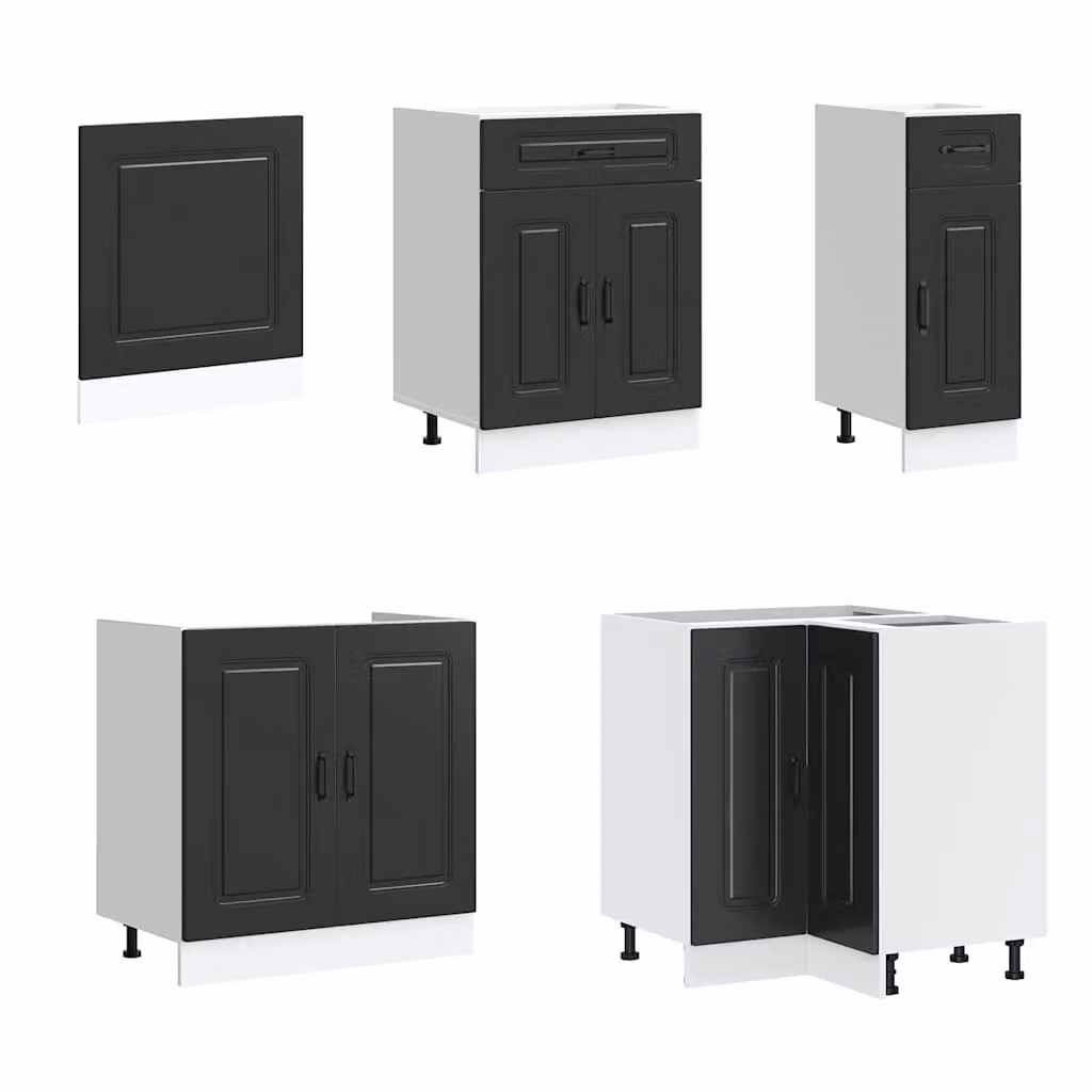 Berkfield Home Kalmar 11 Piece Modern Black Kitchen Cabinet Set – 3