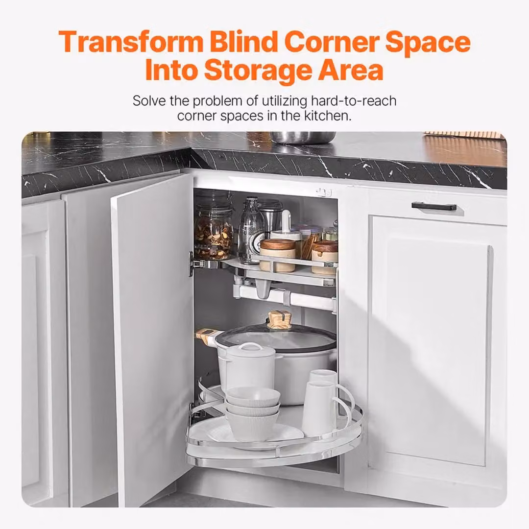 SPETLEK 2 Tier Swing Right Blind Corner Kitchen Cabinet in Silver, H 85 x W 80 x D 40 cm – 2