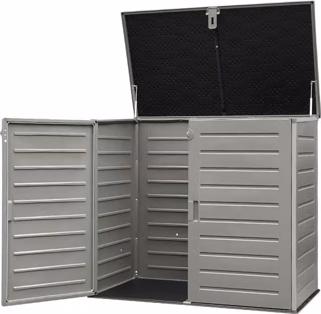 Jack Stonehouse Grey Metal Freestanding Garden Storage Box with Hinged Doors and Lock