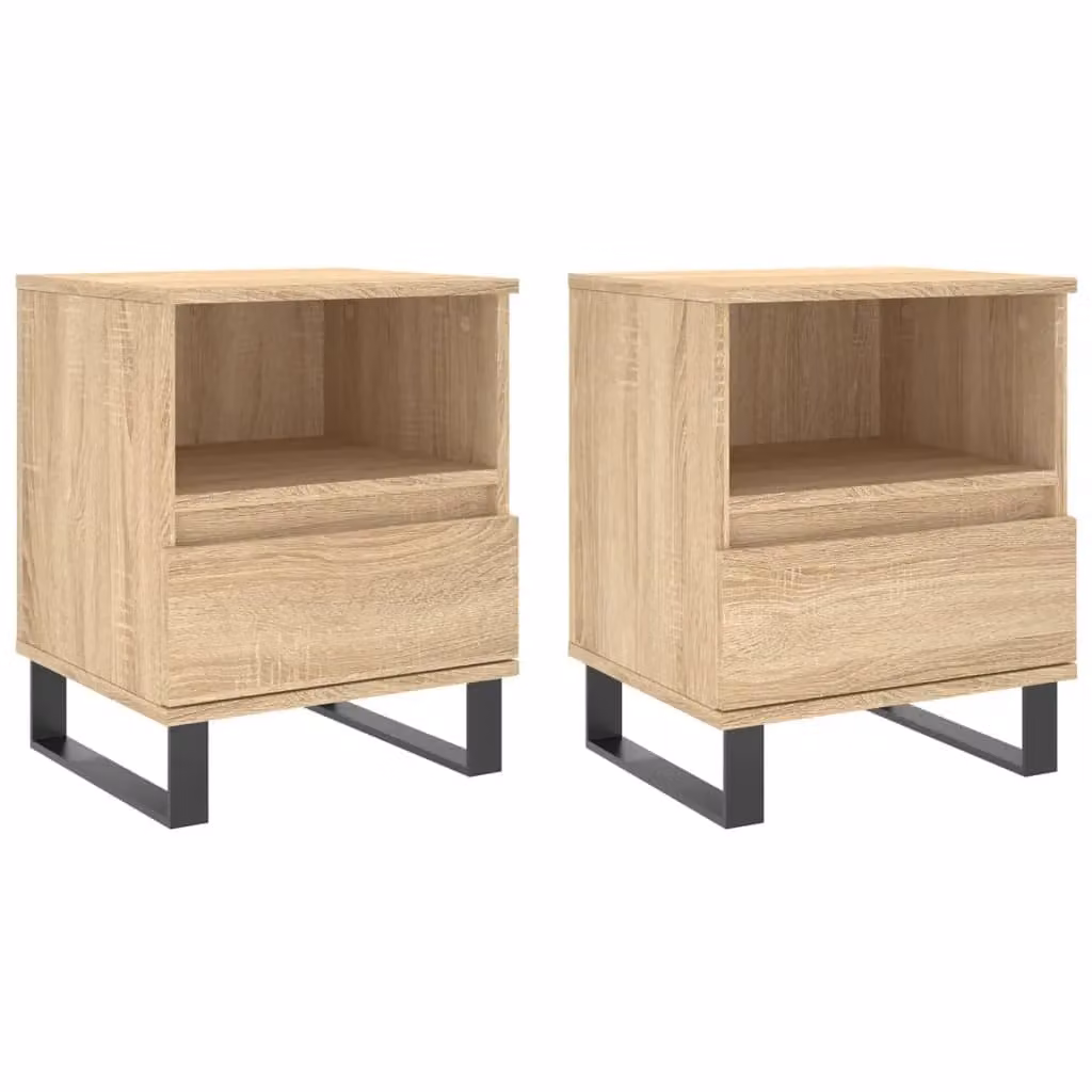 Berkfield Home Set of 2 Sonoma Oak Bedside Cabinets in Brown, W/D/H: 40 x 35 x 50 cm – 1