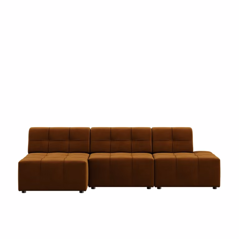Dome Deco BRESCIA Left-Facing L-Shape Fabric Sofa in Brown