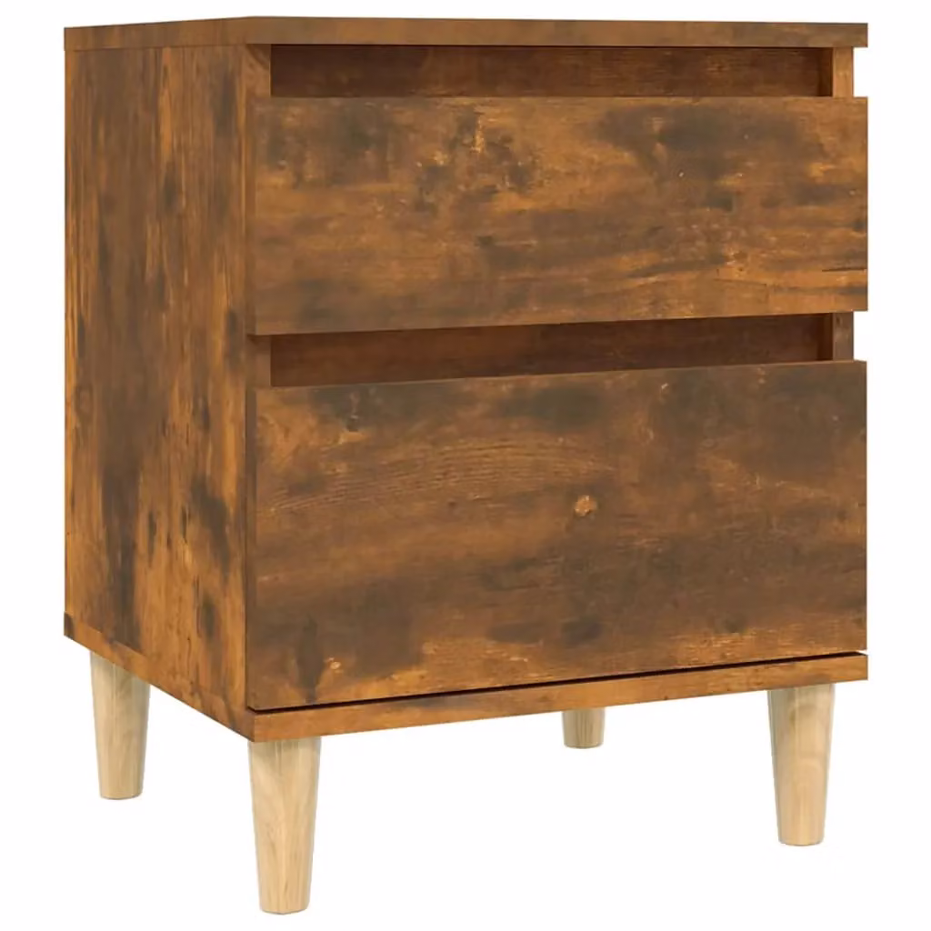 Berkfield Home Set of 2 Smoked Oak Bedside Cabinets in Brown, W/D/H: 40 x 35 x 50 cm – 4