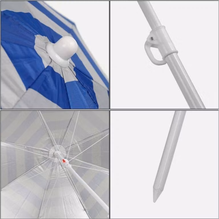 FLAVORA Blue Stripes Mandala Garden Parasol with Tilt Function, Diameter: 100 cm