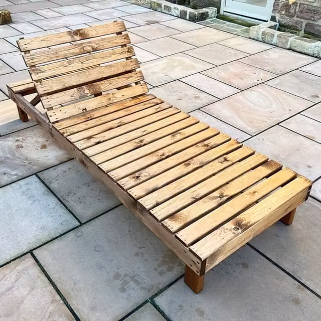 Charles Taylor Redwood Sunlounger in Brown and Orange Treated Hardwood