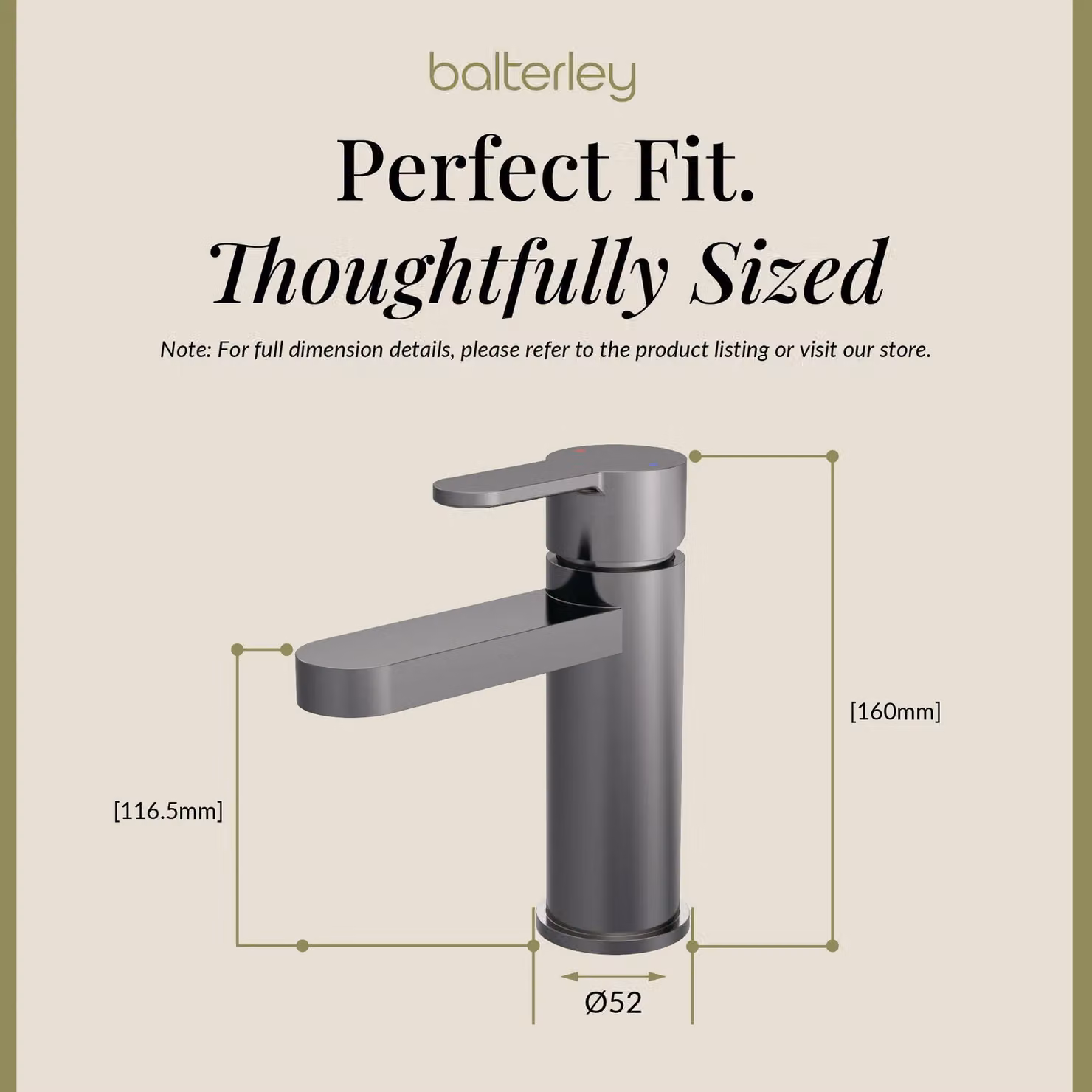 Balterley Pride Round Mono Basin Mixer Tap with Push Button Waste, Brushed Pewter and Silver – 5