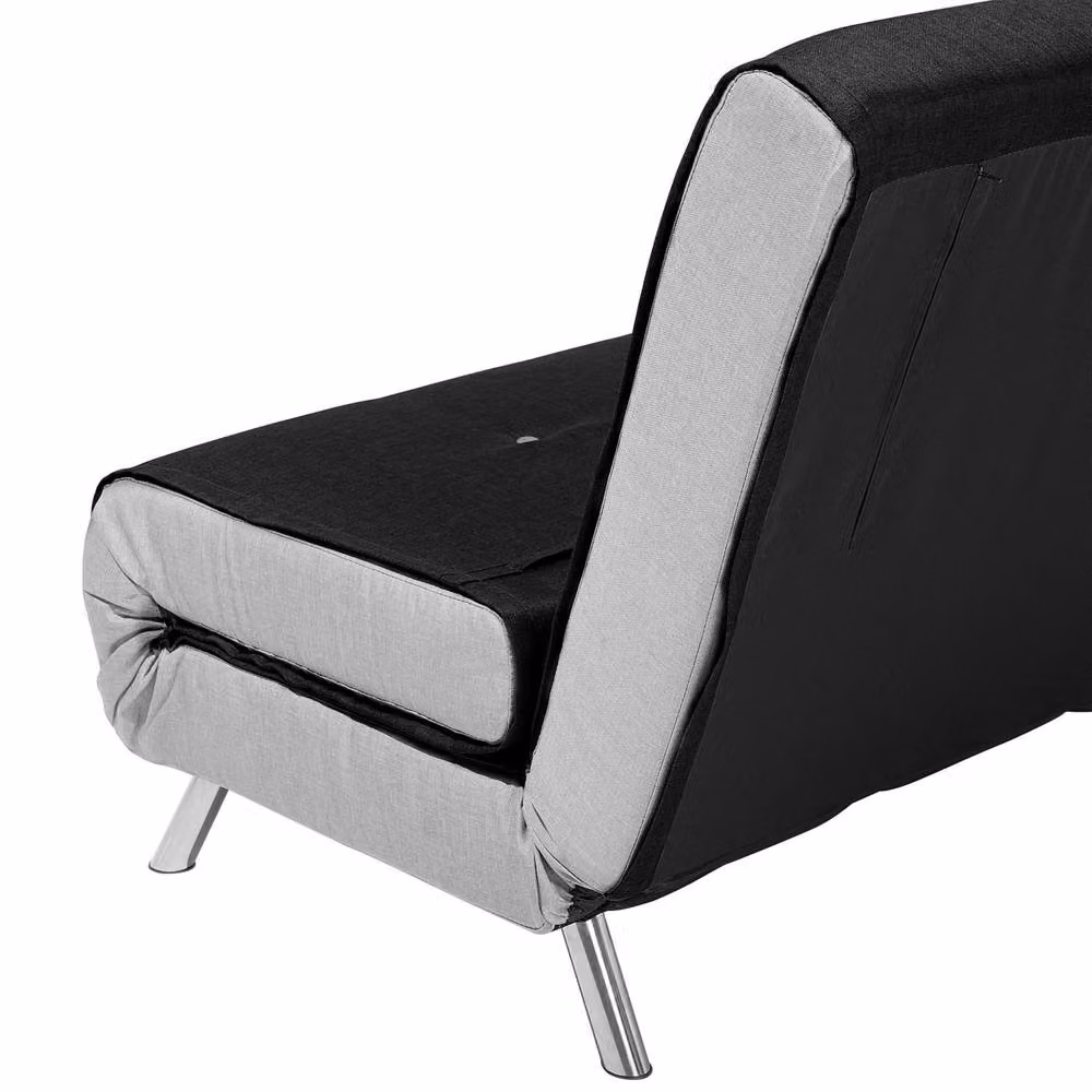 Wyld and Coco Black Woven Fabric Single Fold-Out Sofa Bed with Upholstered Metal Frame – 5
