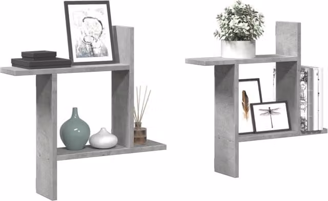 Berkfield Home Wall Mounted Shelves, 2 Piece, Concrete Grey, W/D/H: 50 x 12 x 50 cm – 1