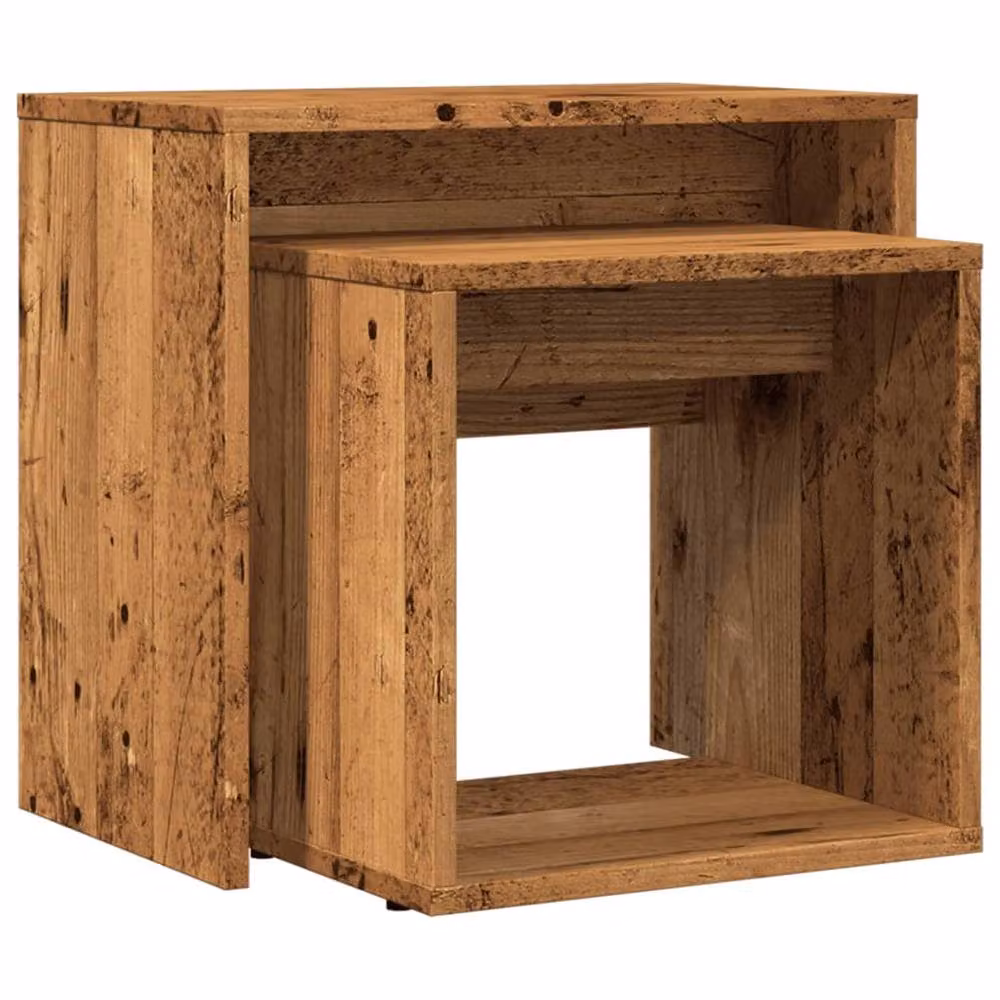 Berkfield Home Nesting Coffee Tables, 2 Piece Set in Brown Old Wood Engineered Wood – 5