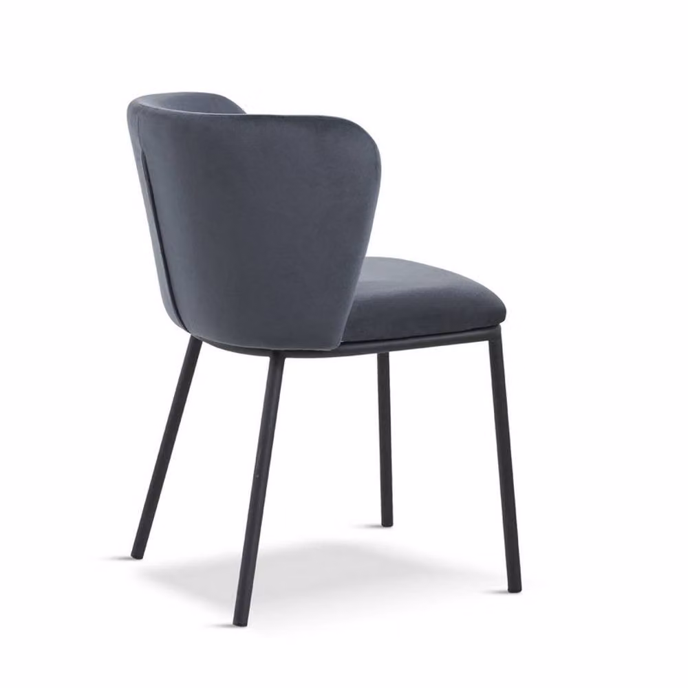 Lemon Pavilion MM Mandy Velvet Dining Chairs in Dark Grey, Pack of 2, W/D/H: 46.2 x 48.2 x 75.5 cm – 2