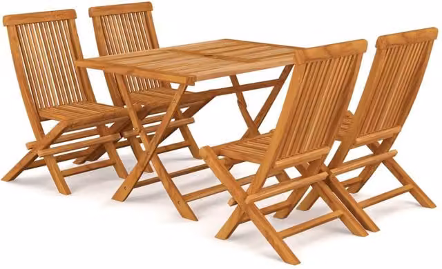 Berkfield Home 5 Piece Garden Dining Set in Brown Solid Teak Wood