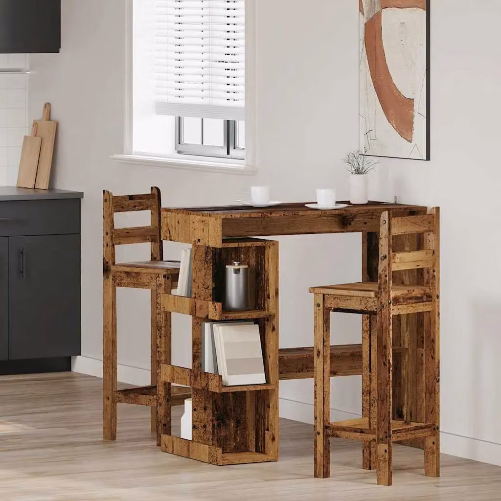 Berkfield Home Bar Table with Storage Rack in Brown, W/D/H: 100 x 48 x 101.5 cm – 3