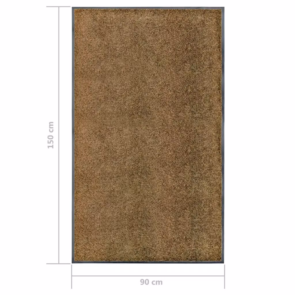 Berkfield Home Washable Non-Slip Brown Doormat W: 90 cm, D: 150 cm – 3