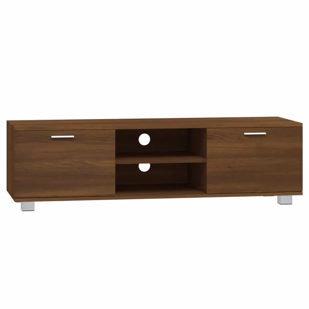 Berkfield Home Modern Brown Oak TV Cabinet with Media Compartments, W/D/H: 140 x 40.5 x 35 cm – 2