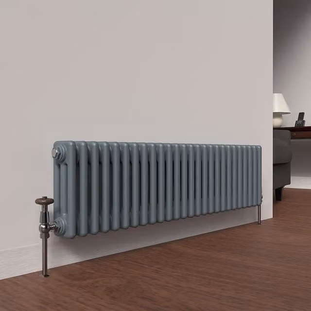 Lux Heat Horizontal 3 Column Steel Radiator in Grey, H 119 cm x W 30 cm