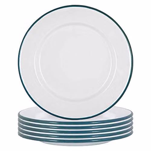 Argon Tableware Enamel Dinner Plates, Set of 6, Green – 1