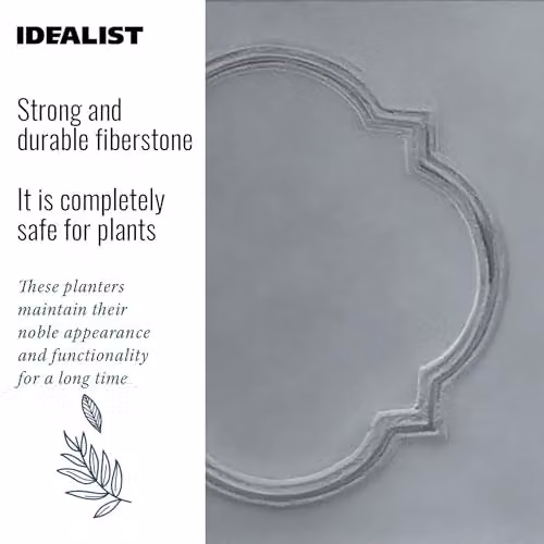 IDEALIST Grey Reinforced Stone Square Planter, 30 cm Diameter – 3