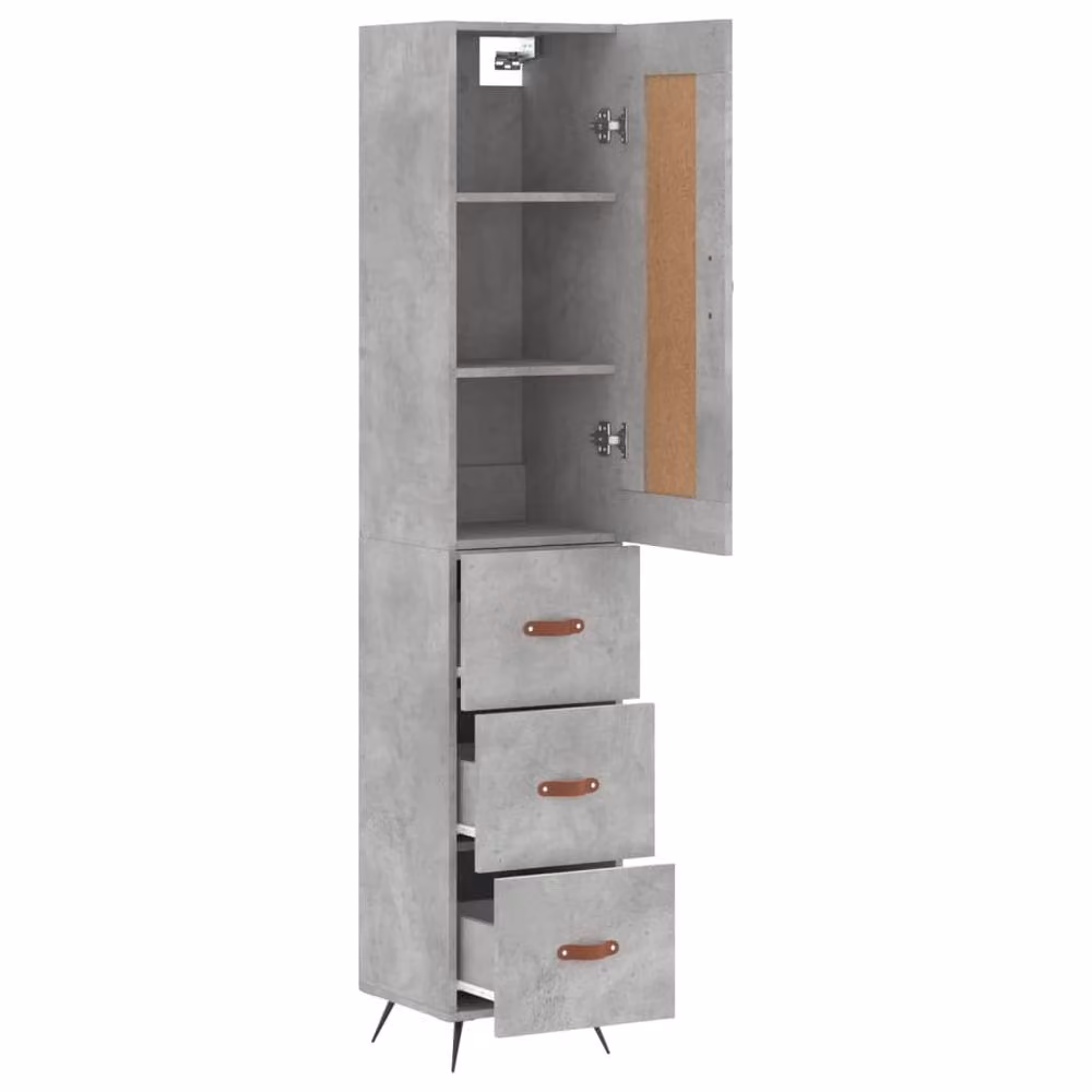 Berkfield Home Industrial Highboard in Concrete Grey with Hinged Doors and Internal Shelves, W/D/H: 34.5 x 34.0 x 180.0 cm – 3