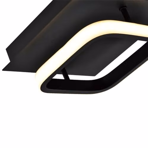 Happy Homewares Modern Square LED Ceiling Light Fitting in Black with 3000K Warm White Light – 6