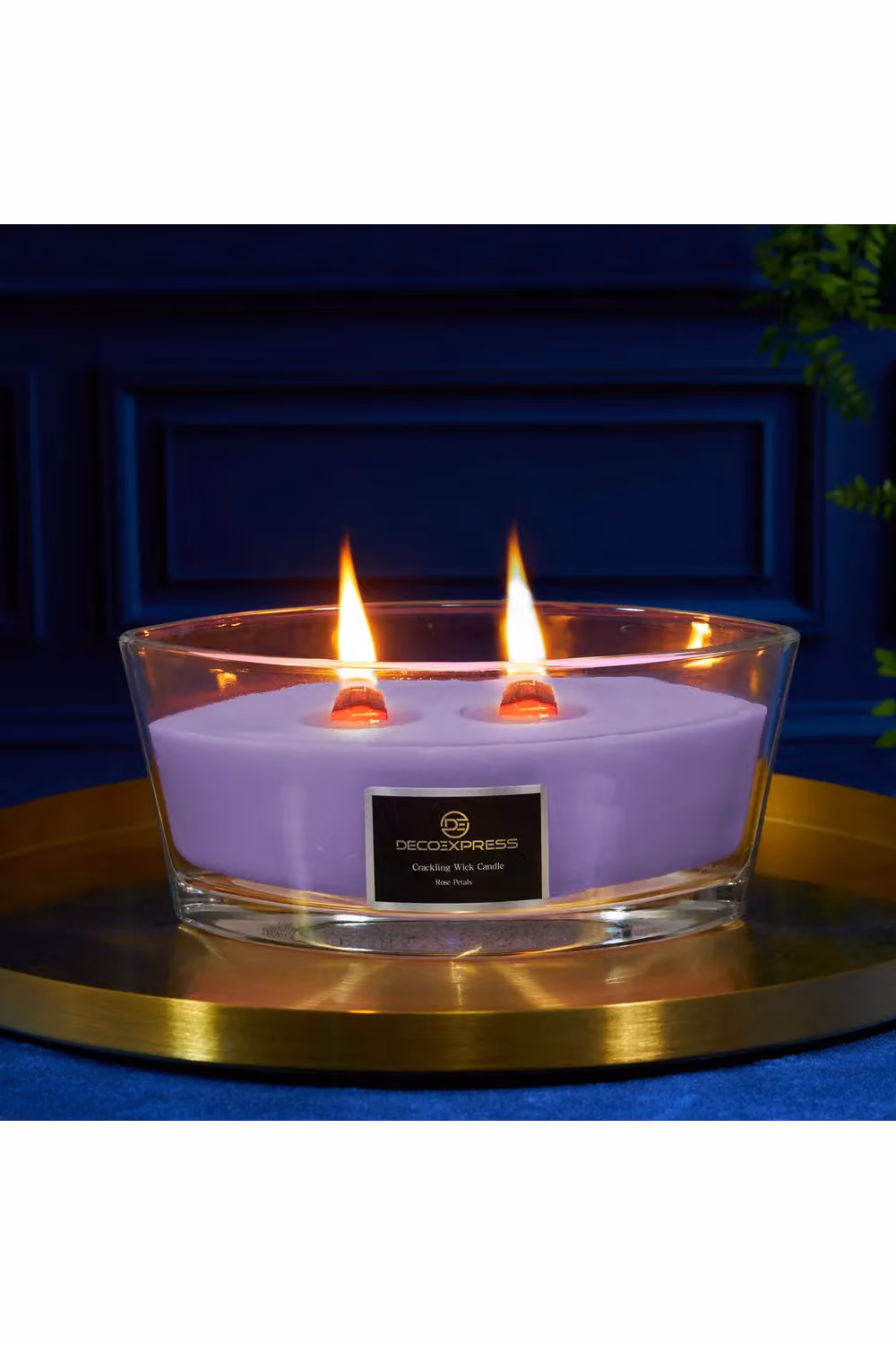 Deco Express Black Cherry Scented Woodwick Candle in Purple with 50 Hour Burn Time – 10