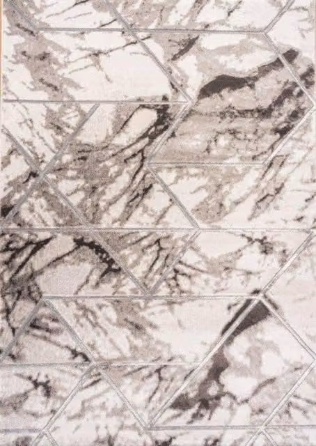 Celebrity Interiors Bianco 224RA Cream and Silver Rectangular Rug, W: 80 cm, L: 150 cm