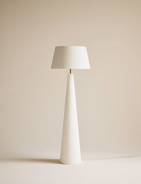 M&S Modern Round Fabric Shade Floor Lamp in Beige