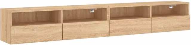 Berkfield Home Set of 2 Modern TV Wall Cabinets in Sonoma Oak Light Tan, W/D/H: 100 x 30 x 30 cm