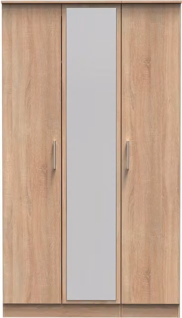 Ready Assembled 2 U Cornwall Tall Triple Mirror Wardrobe in Light Oak – 1