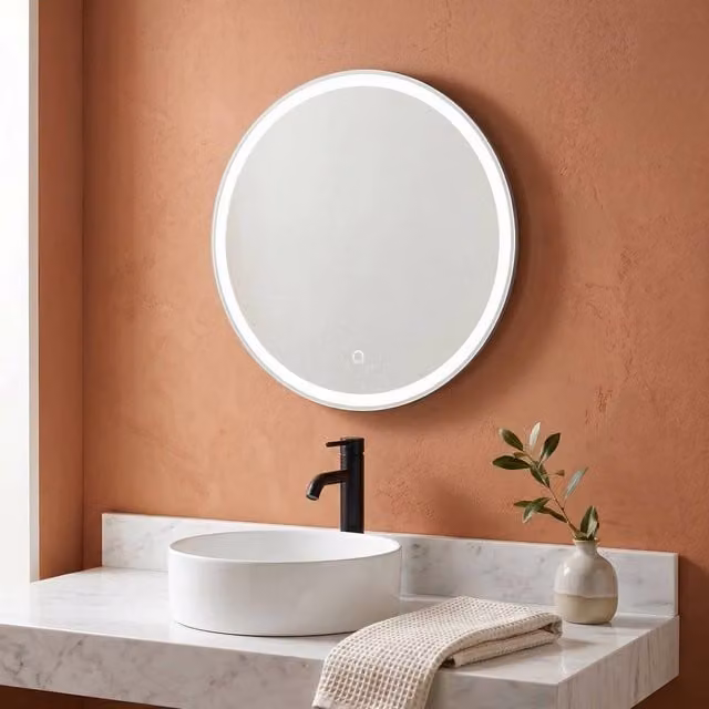 First Choice Lighting Luca Round LED Bathroom Mirror with Touch Control and Demister, Diameter: 50 cm, Clear