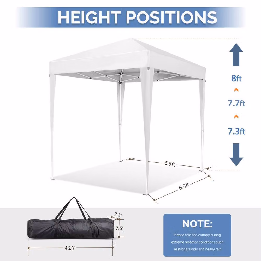 EONLION White and Silver Pop Up Gazebo with Sides and Steel Frame, W/D/H: 200 x 200 x 100 cm – 2