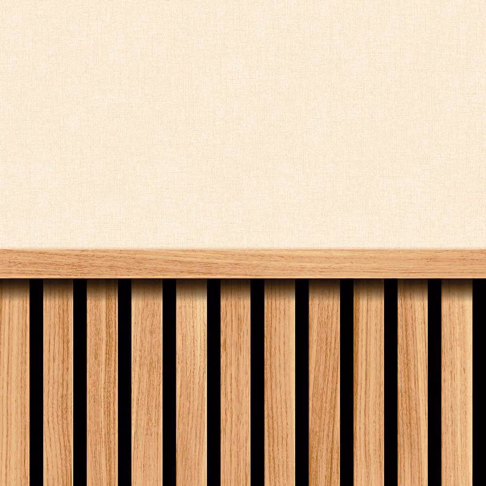 Hoopla Walls Oak Wood Slat Texture Wallpaper in Natural Beige and Brown, 10m Roll – 1
