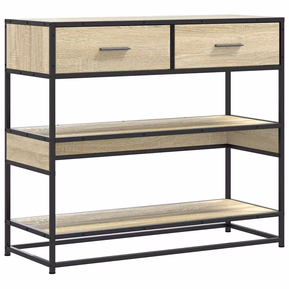 Berkfield Home Sonoma Oak Decorative Console Table in Light Beige, W/D/H: 90 x 35 x 80 cm – 2