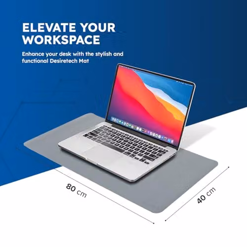 Desiretech Reversible PU Leather Desk Mat and Mouse Pad, Waterproof, Grey and Silver, W: 80 cm x D: 40 cm – 2