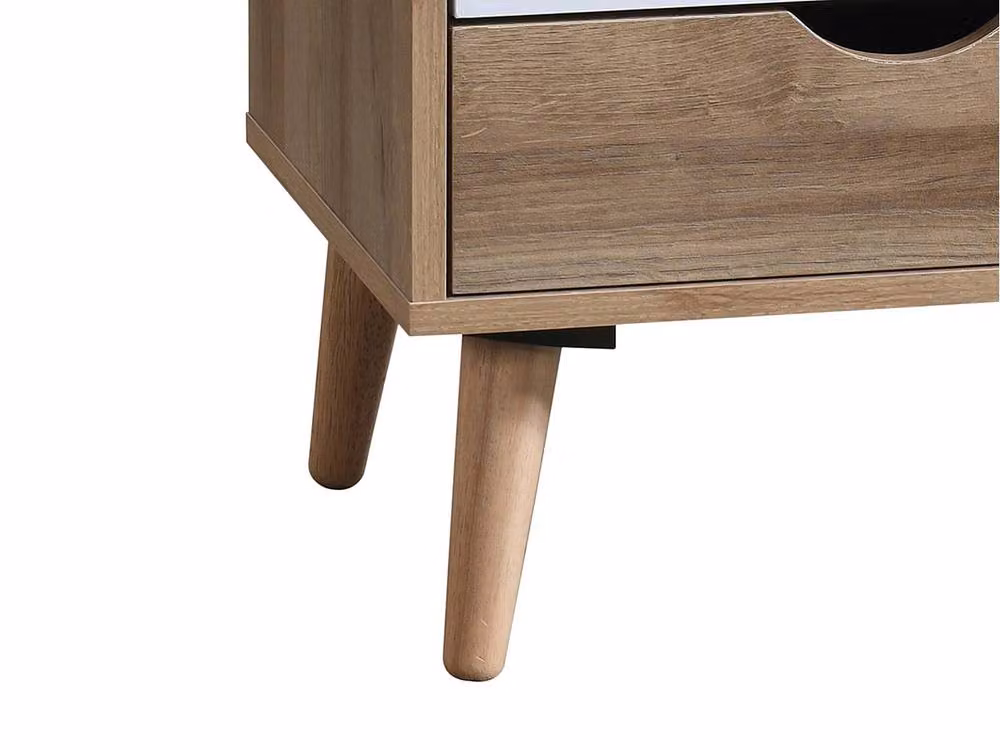 Vente-unique Set of 2 Mid-Century Bedside Tables with 3 Drawers, White and Blue, W/D/H: 40 x 40 x 57 cm – 5