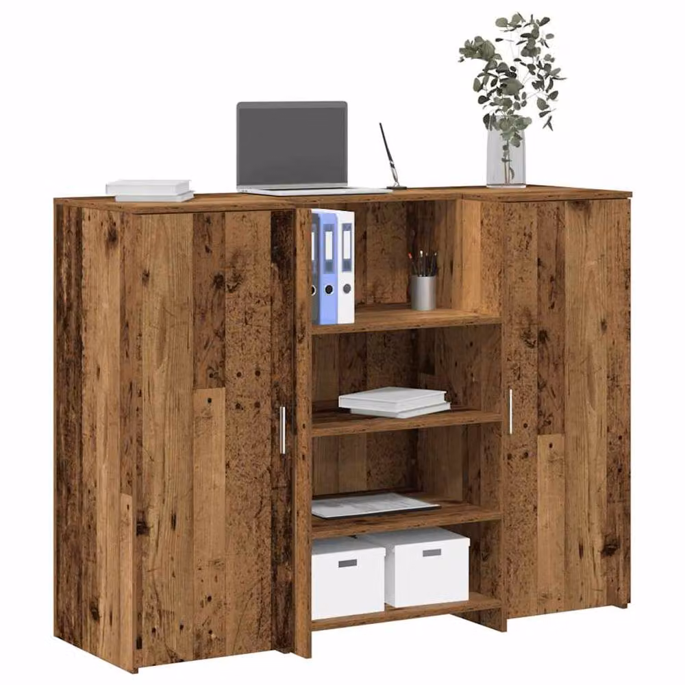 Berkfield Home Rustic Old Wood Reception Desk in Brown, W/D/H: 135 x 50 x 103.5 cm – 2